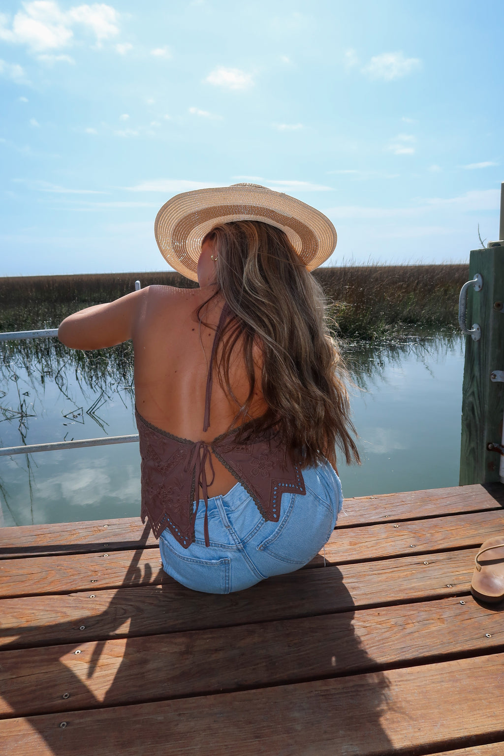 Saddlewood Eyelet Halter Top