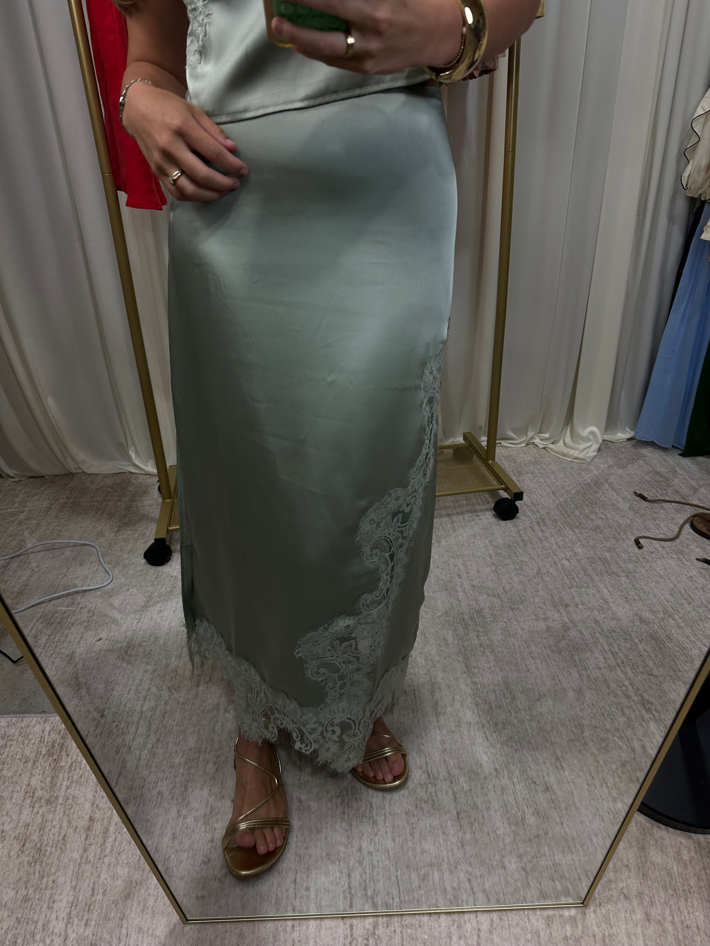 Seafoam Satin Maxi Skirt