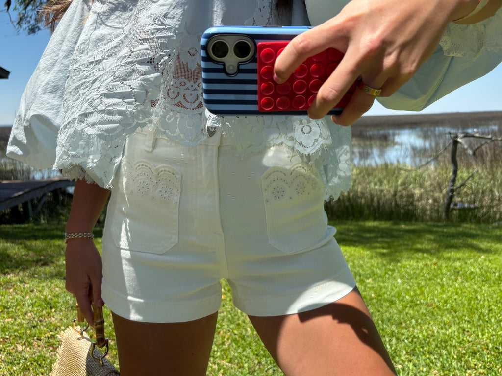 White Eyelet Shorts