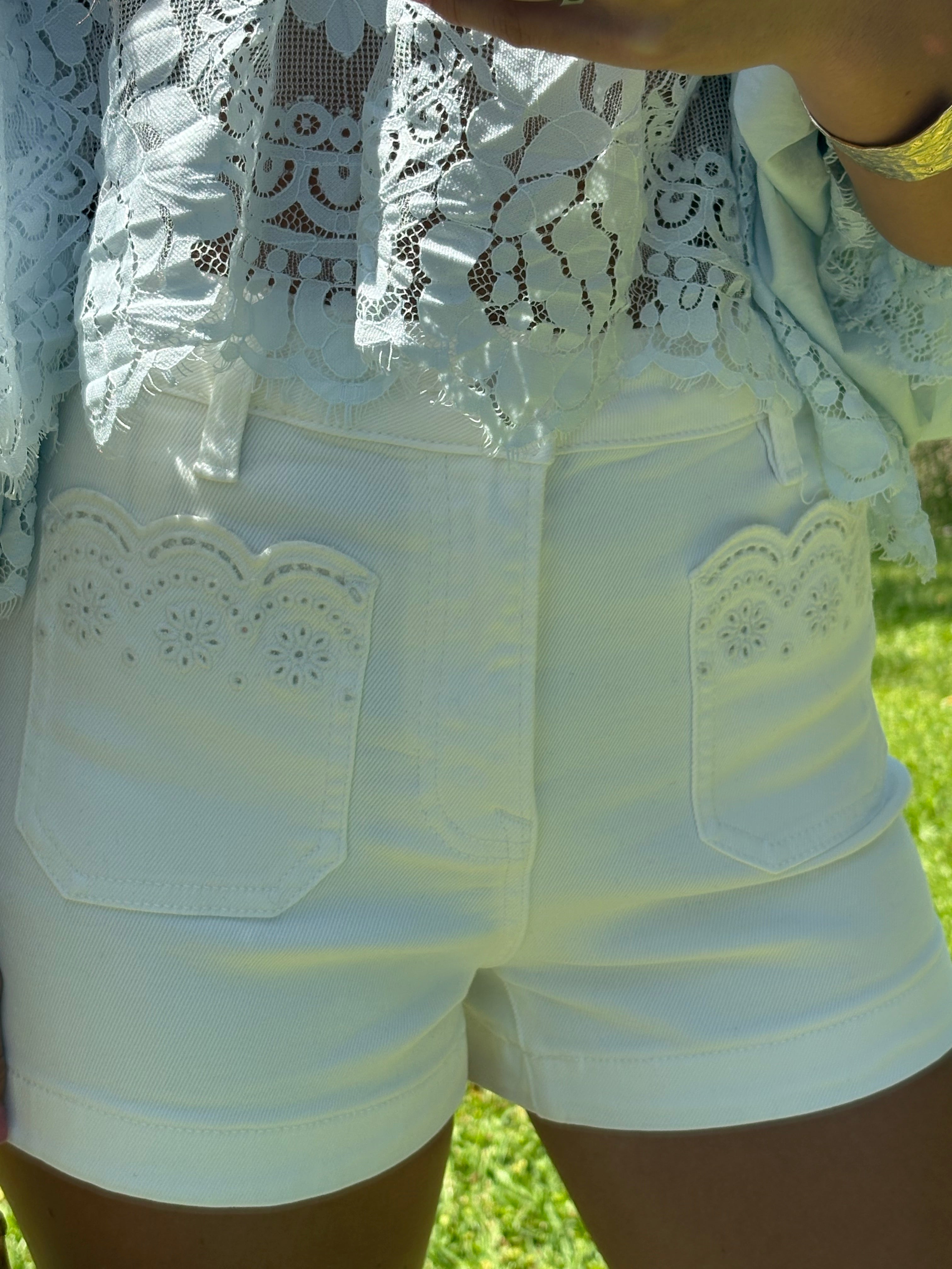 White Eyelet Shorts