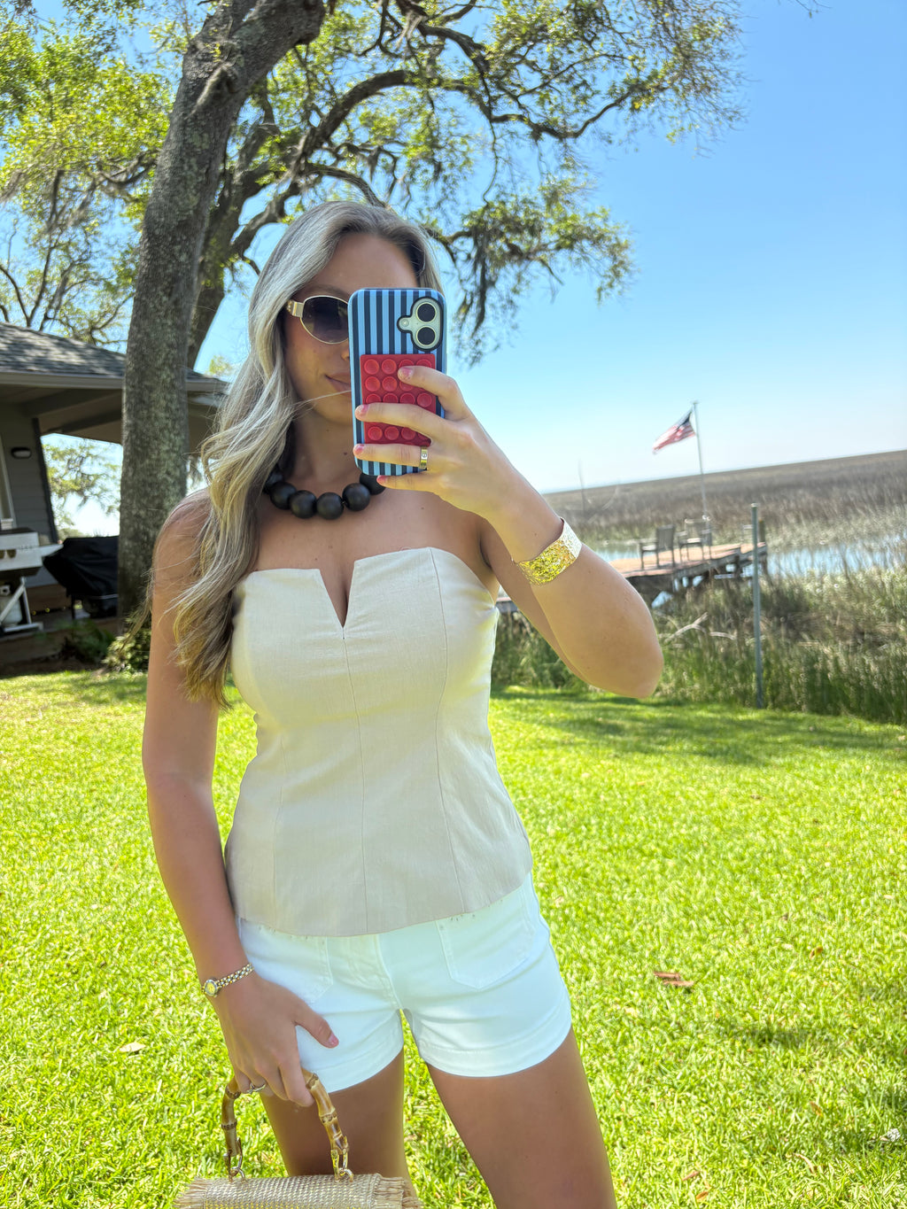 Tan Strapless Top