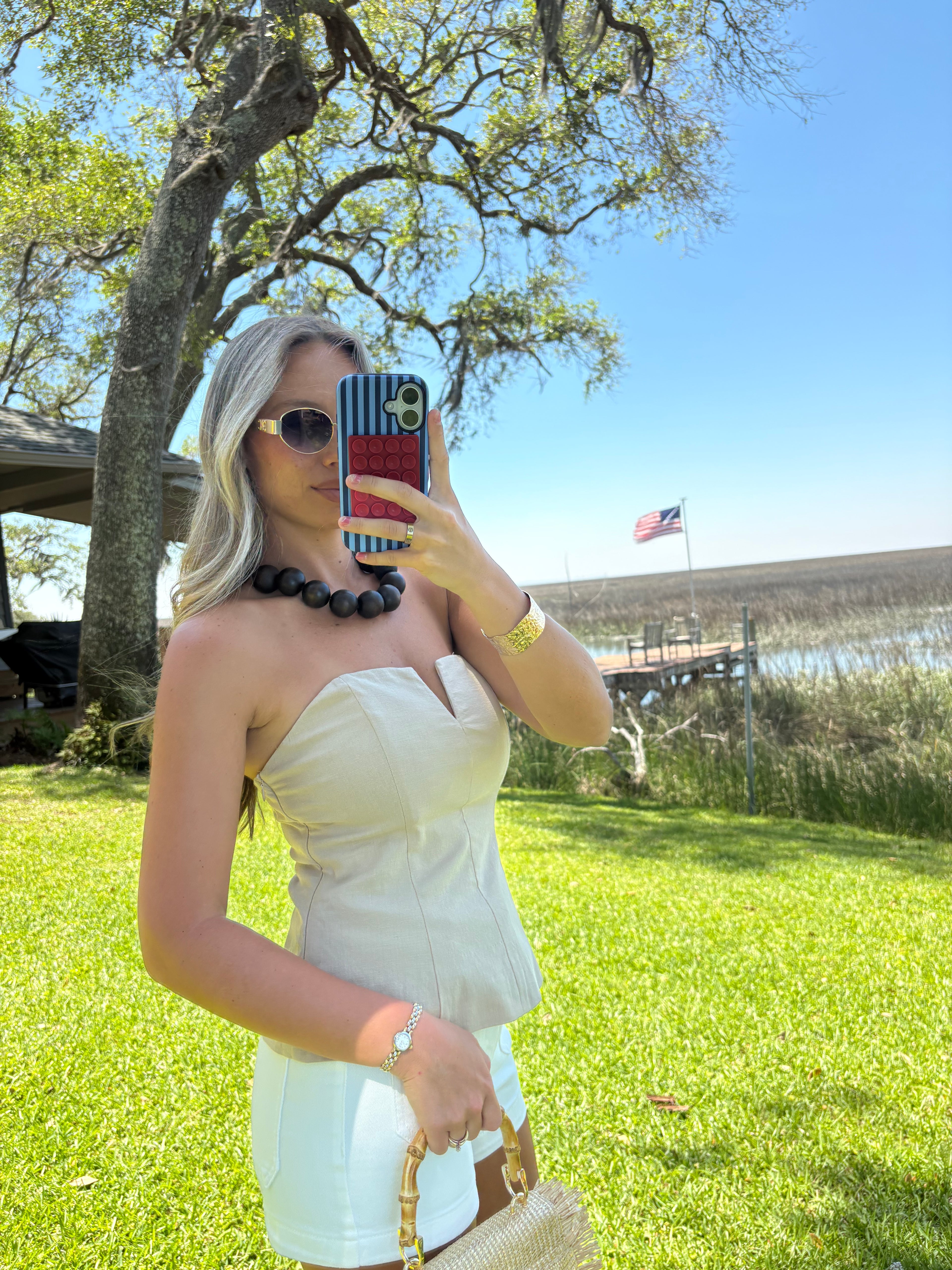 Tan Strapless Top