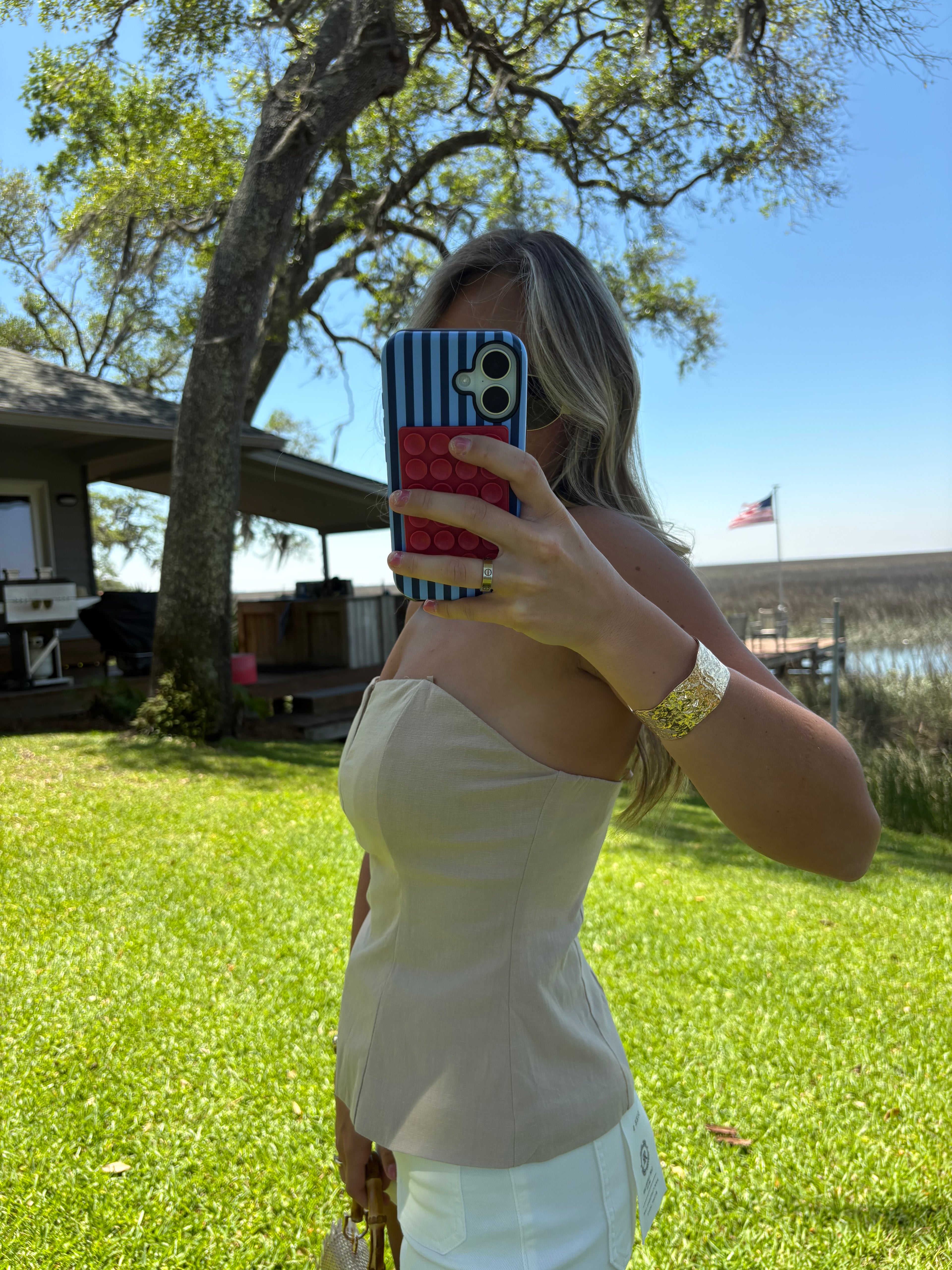 Tan Strapless Top