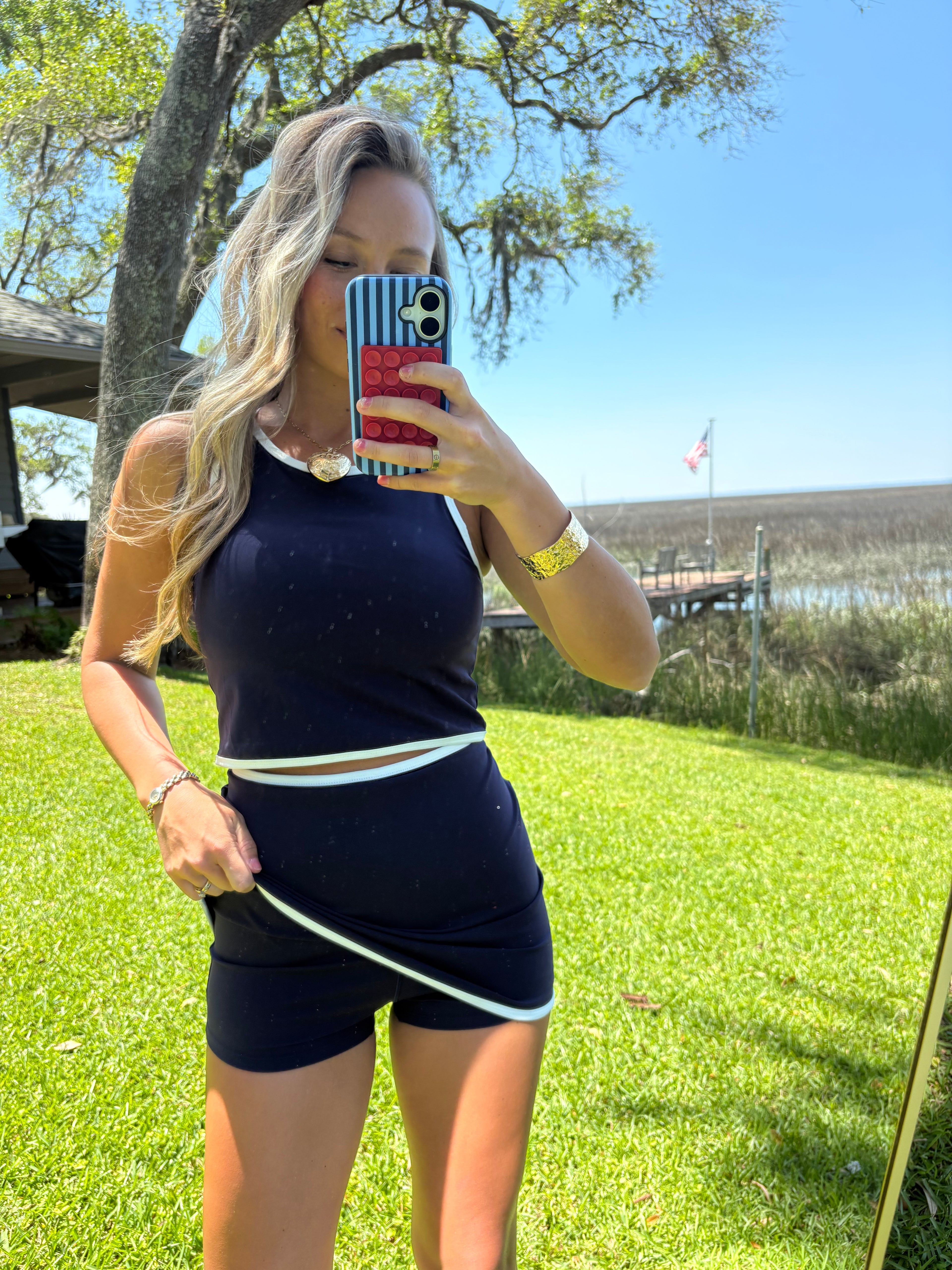Navy active Skirt and Tank set