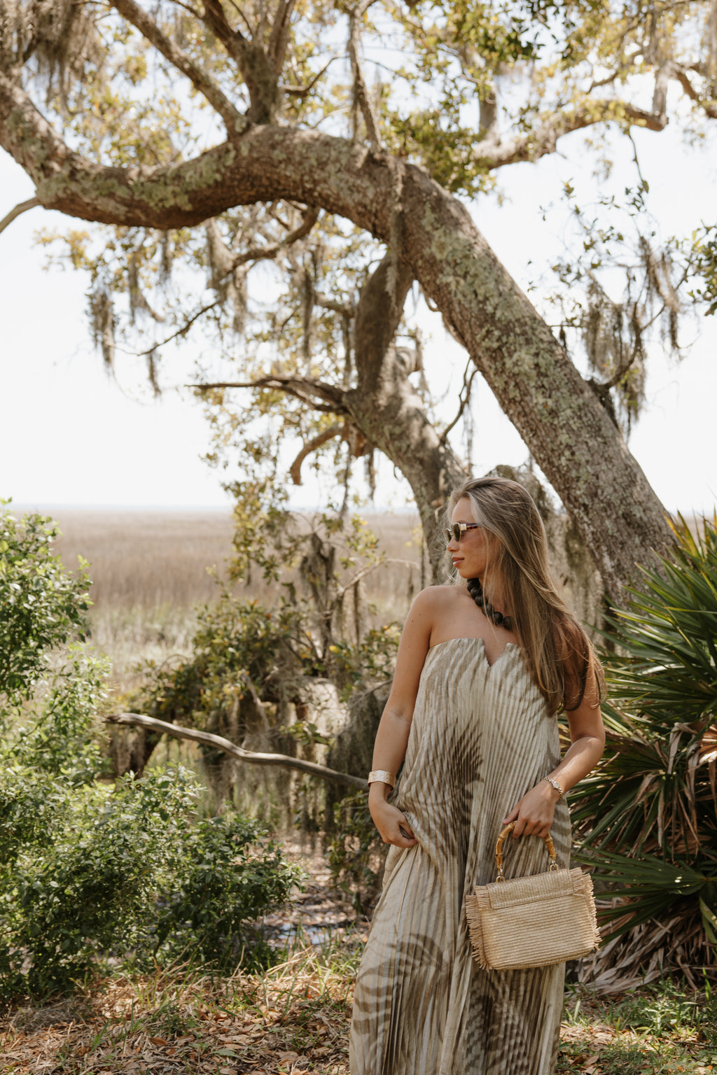 Palm Pleated Maxi