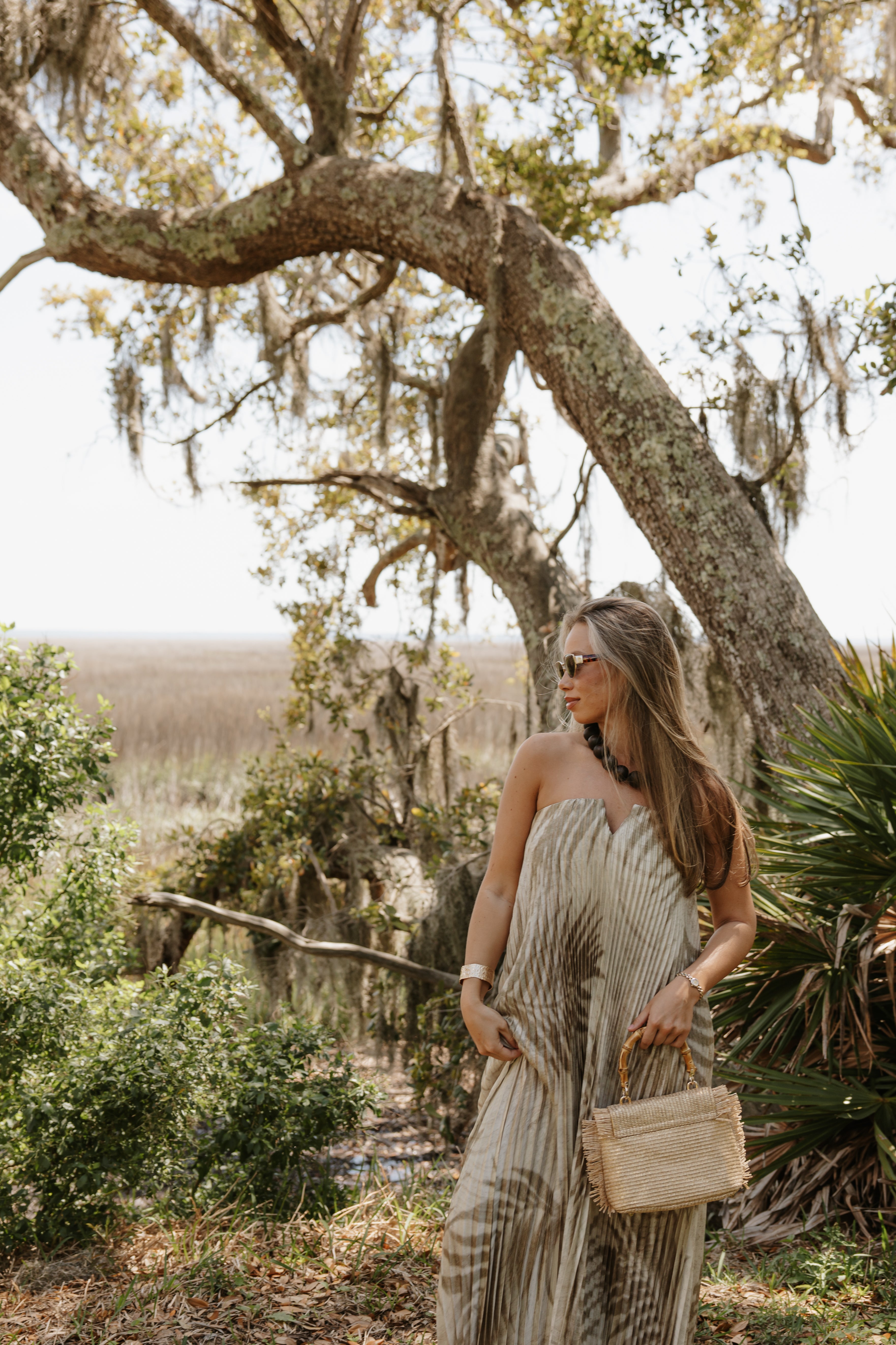 Palm Pleated Maxi