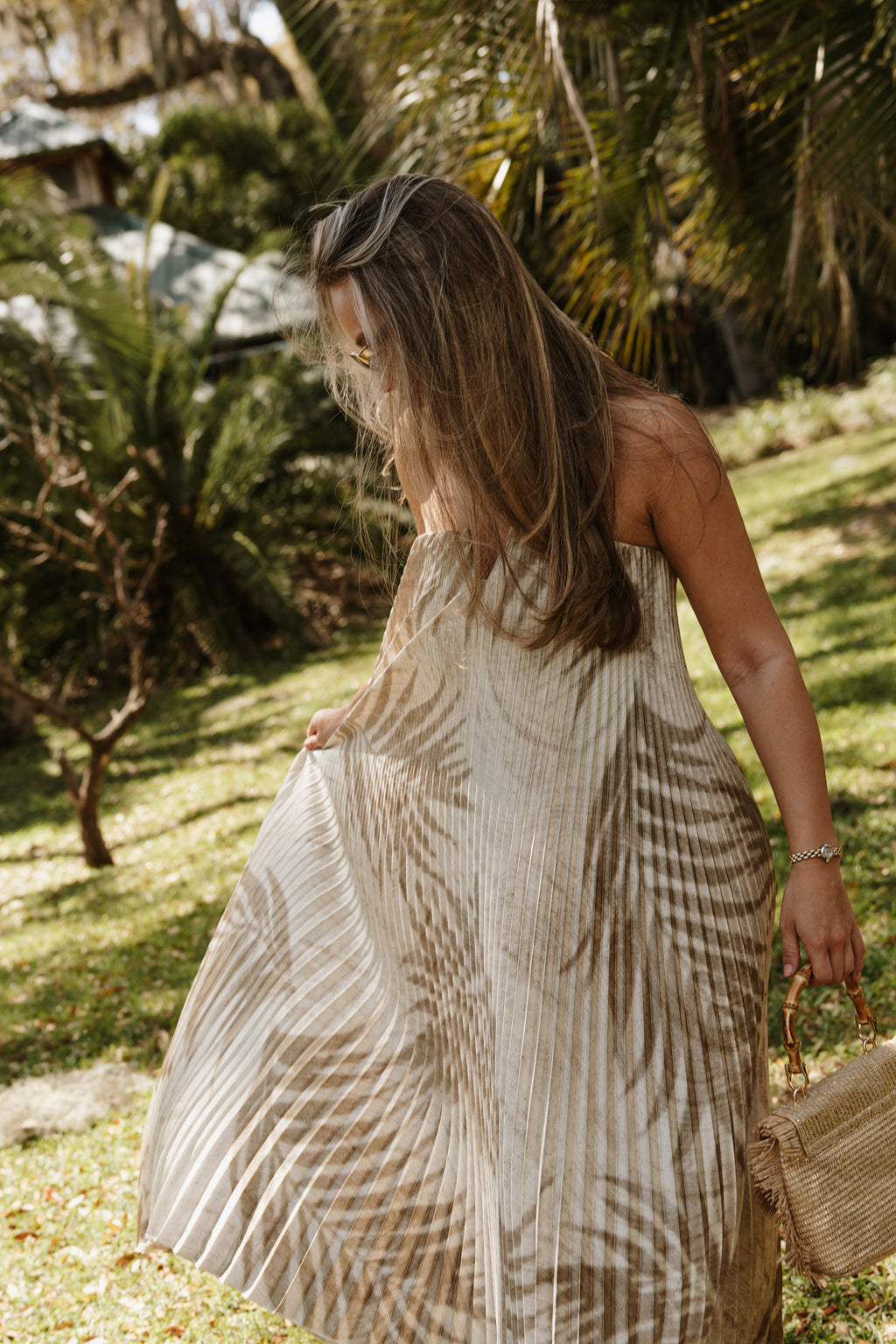Palm Pleated Maxi