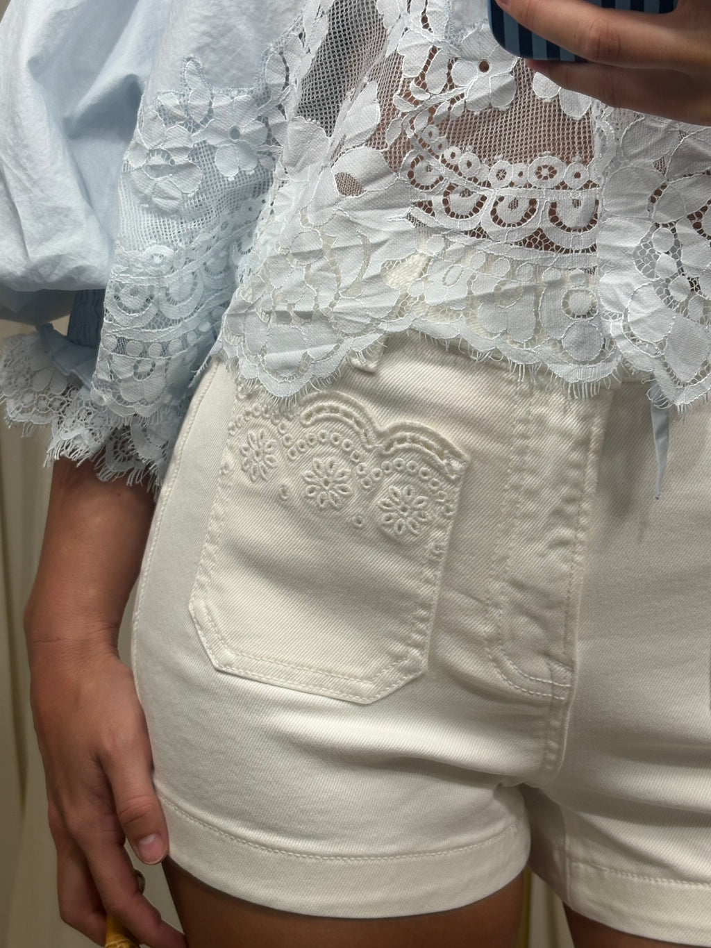 White Eyelet Shorts