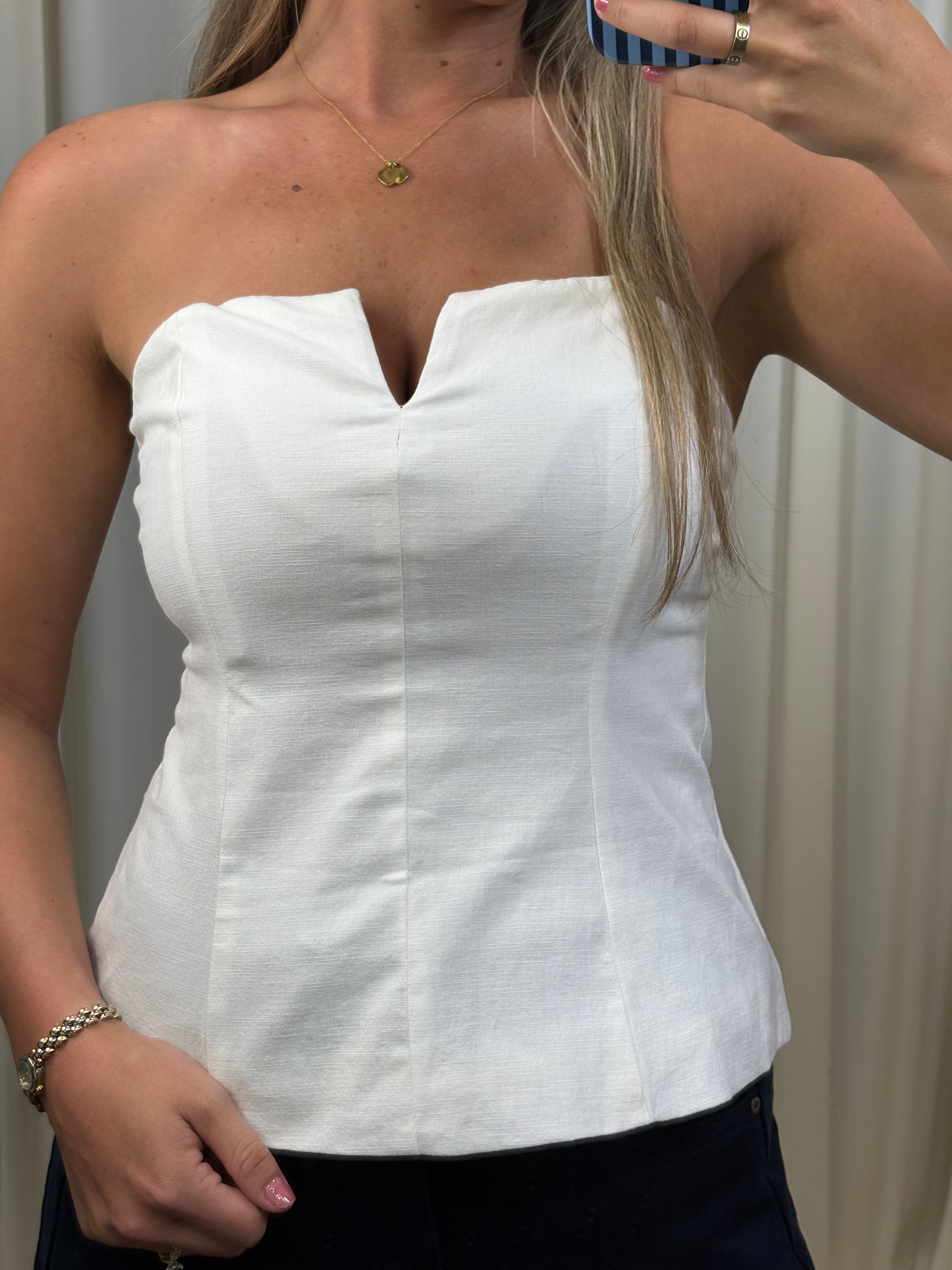 White Strapless Top