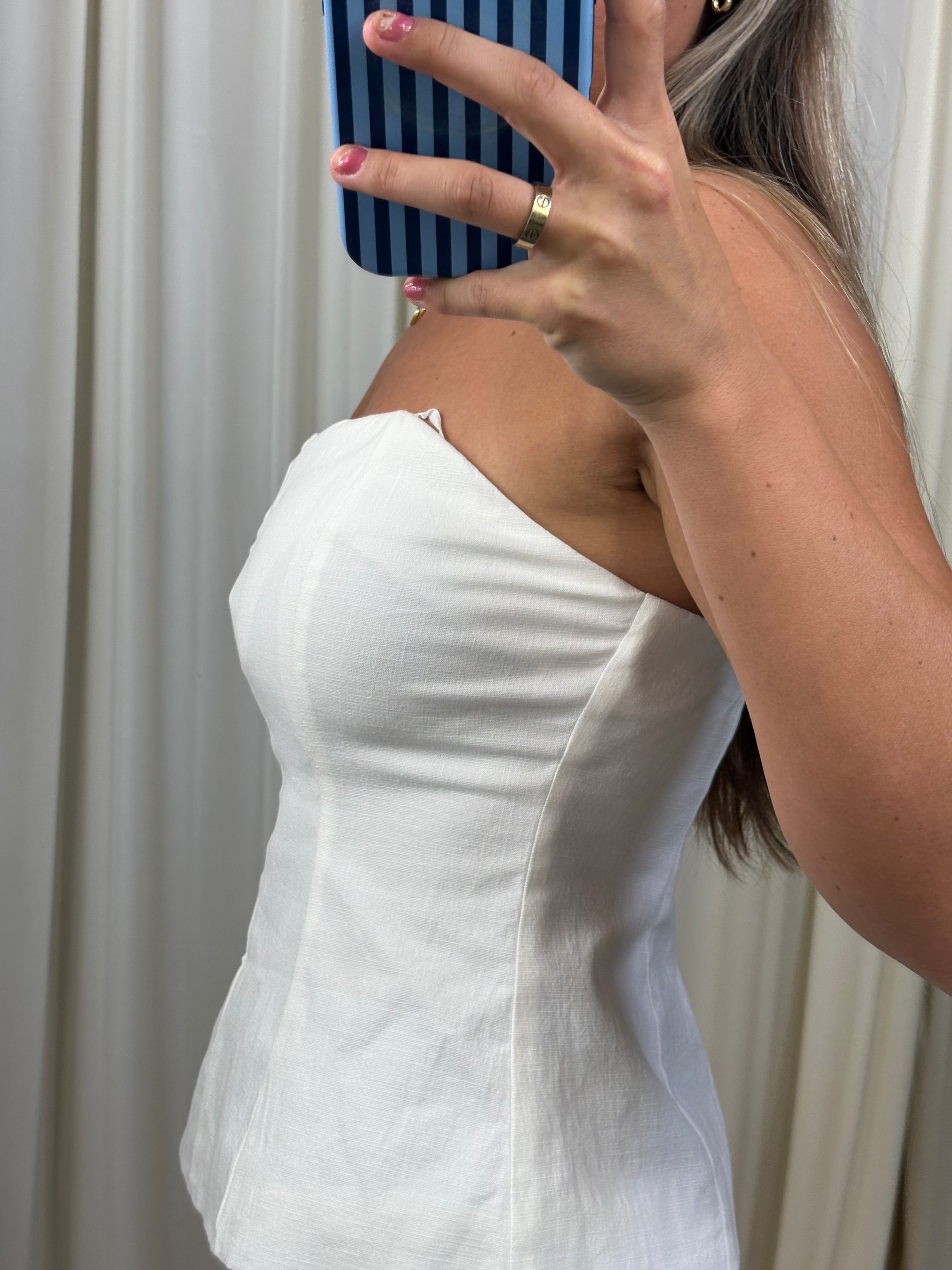 White Strapless Top