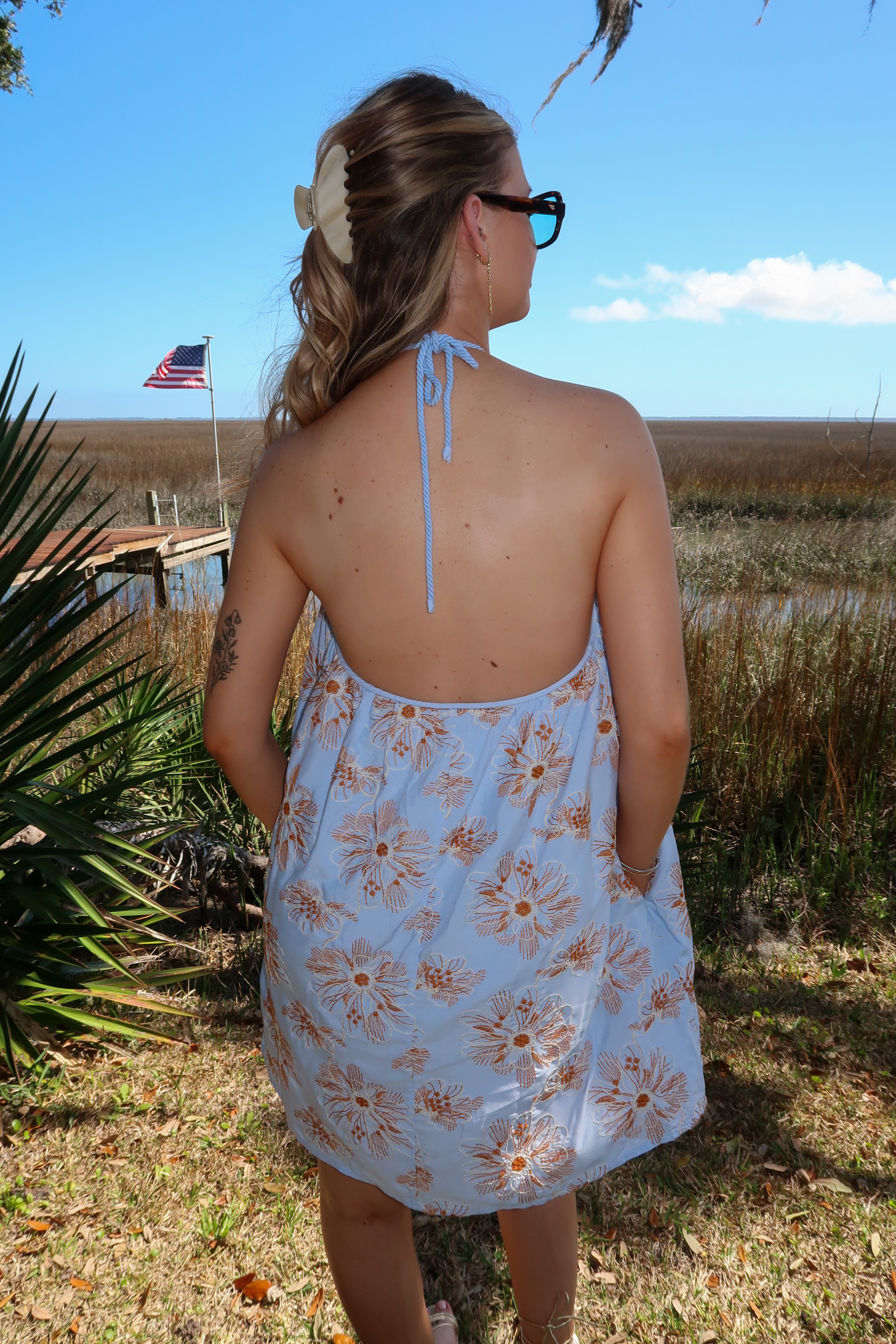 Blue paisley mini dress