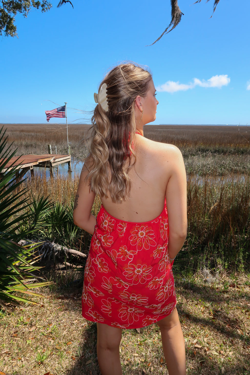 red paisley mini dress