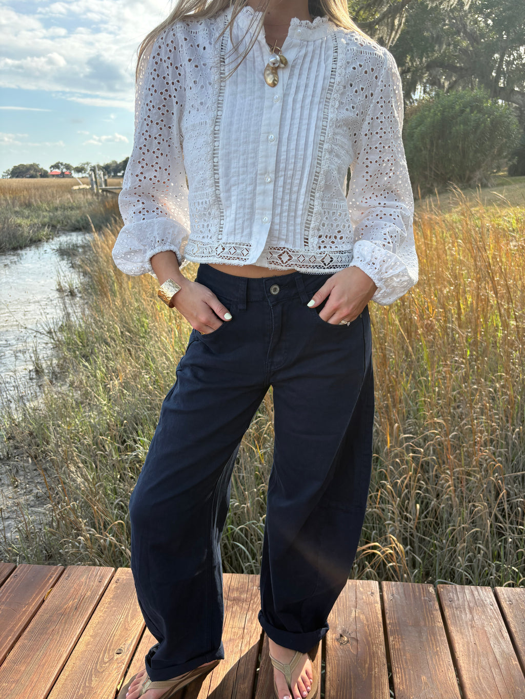 Navy Barrell Jeans