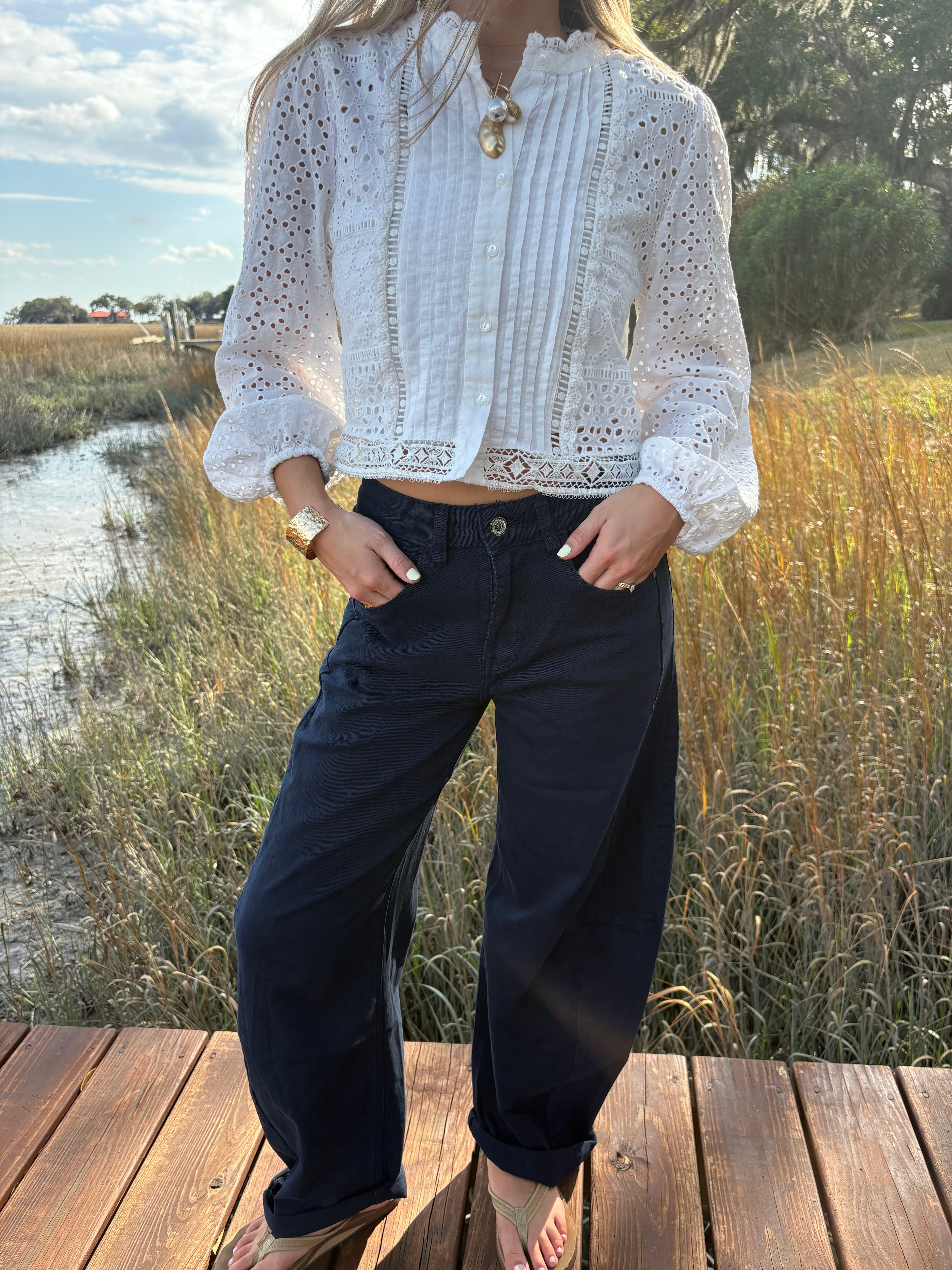 Navy Barrell Jeans