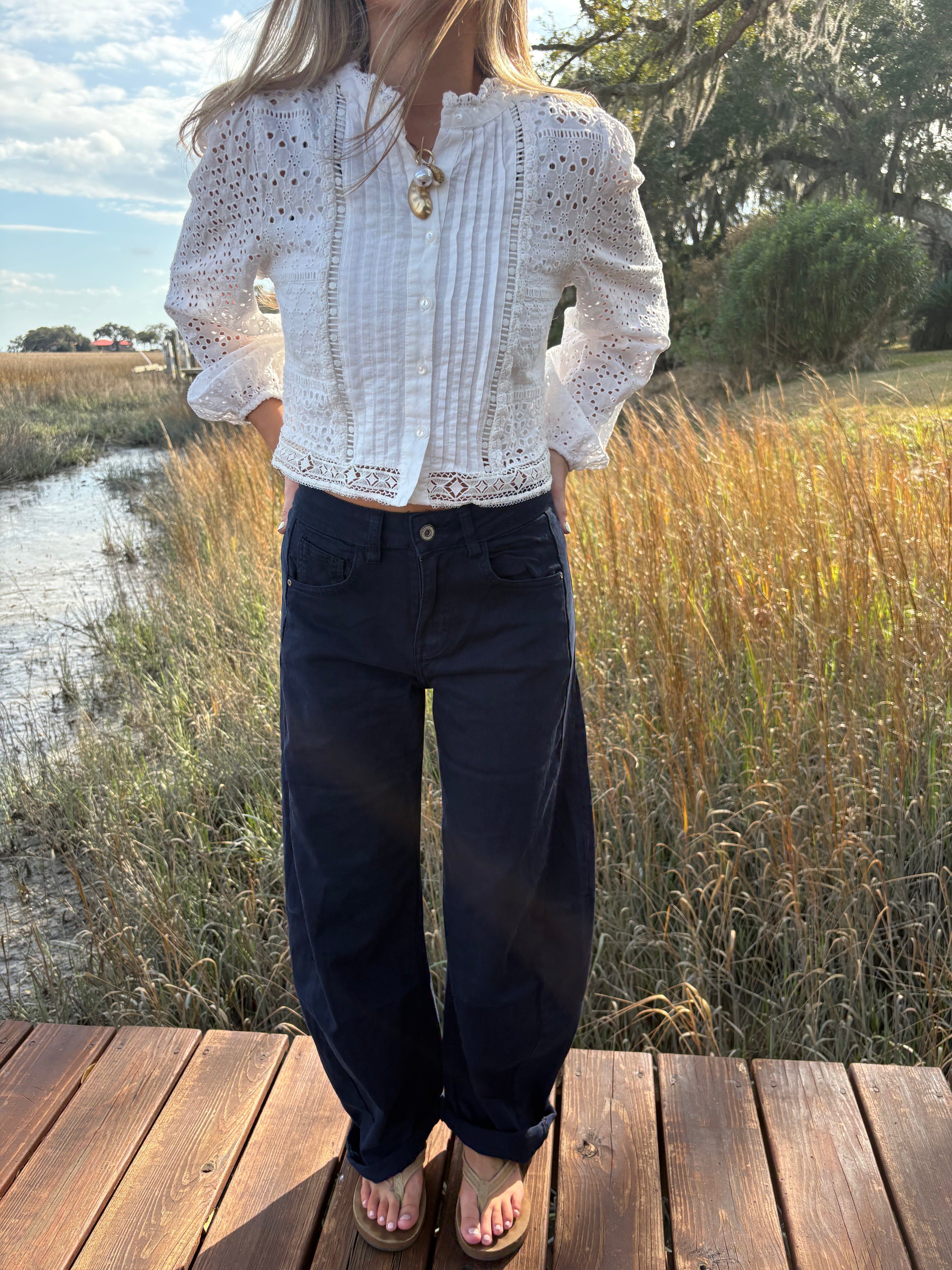 Navy Barrell Jeans
