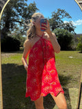 red paisley mini dress